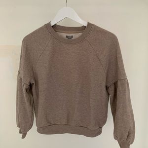 Aerie Tan Sweater with Puffed Sleeves